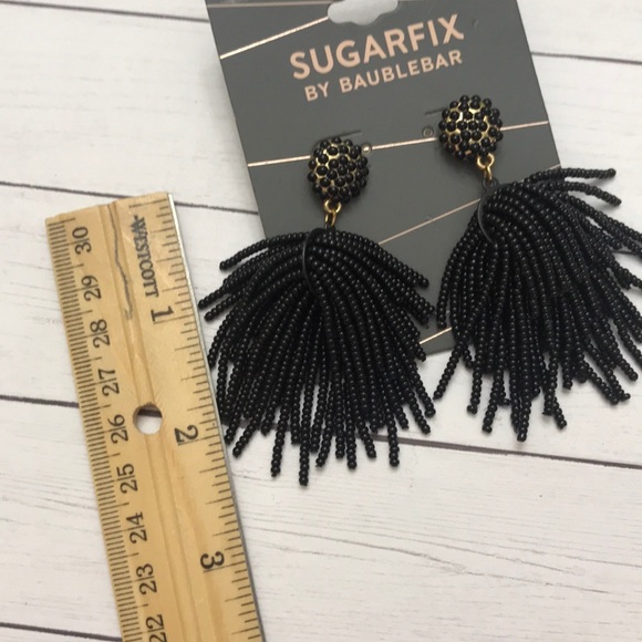 Baublebar Sugarfix black beaded tassel earring NEW - Picture 2 of 3